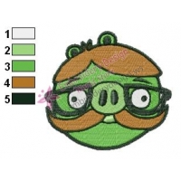 Angry Birds Hipster Pig Embroidery Design